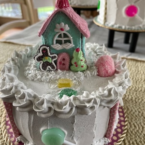 Fake Cake|Fake Gingerbread House Cake| Christmas Decor| Photo Prop, Dessert Bar Decor| Coffee Bar