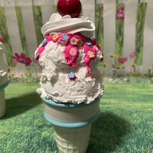 Fake Vanilla Ice Cream Cone: Ceramic Tiered Tray Decor, Photo Prop