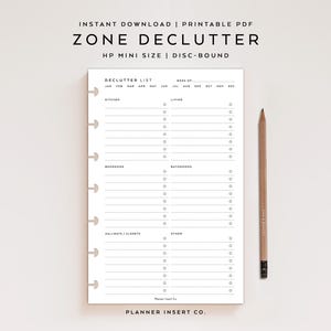 HP MINI SIZE // Zone Declutter Planereinlage druckbar / Deklutter Nach Zimmer Checkliste / Adhd Deklutterliste / Minimal