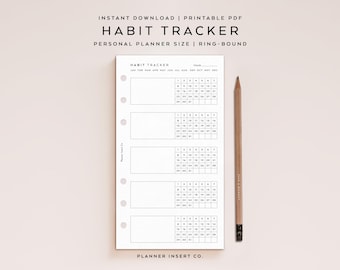 PERSONAL SIZE // Monthly Habit Tracker Printable Planner Insert / Routine Tracker Checklist / Goal Tracker / Daily Chores Tracker / Minimal