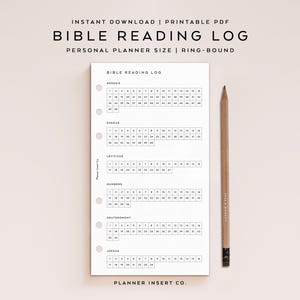 PERSONAL SIZE // Bible Reading Tracker Planner Insert Printable / Scripture Journal / Bible Study Chapters Log / Personal Rings / Minimal