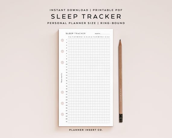PERSONAL SIZE // 24 Hour Sleep Tracker Printable Planner Insert, Sleep Journal, Monthly Sleep Tracker, Sleep Log, Sleep Chart, Sleep Cycle