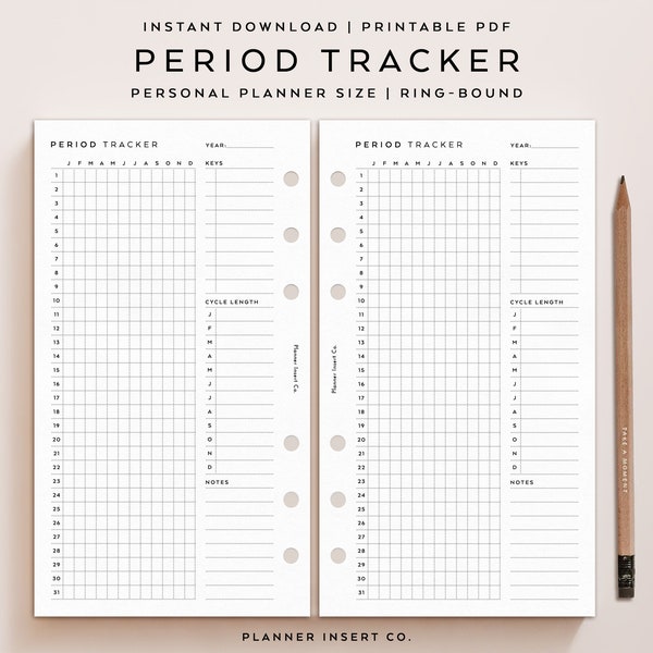 PERSONAL SIZE // Period Tracker Printable Planner Insert / Fertility Ovulation Planner / Menstrual Cycle Planner / Period Tracking Planner