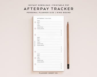 PERSONAL SIZE // Afterpay Payment Tracker Planner Insert Printable / Minimal / Buy Now Pay Later Tracker / Pay In 4 Installments Tracker