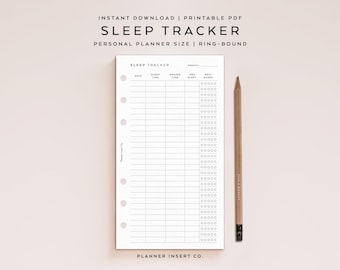 TAMAÑO PERSONAL // Inserto de seguimiento del sueño, diario de sueño imprimible, registro de sueño, planificador de sueño, gráfico de sueño, registro mensual de sueño, registro de hábitos de sueño