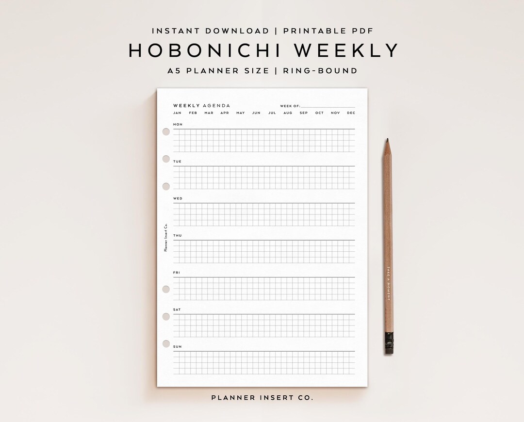 A5 PLANNER SIZE // Hobonichi Weeks Weekly Planner Insert Printable ...