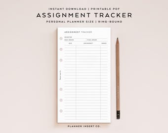 PERSOONLIJKE GROOTTE//Assignment Tracker studieplanner invoegen afdrukbaar/academische planner/persoonlijke planner invoegen/cijferoverzicht/minimaal