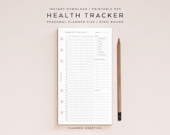 PERSONAL SIZE // Health Tracker Printable Planner Insert / Daily Health Log Journal / Yearly Medical Tracker / Pain Tracker / Minimal