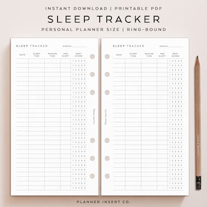 PERSOONLIJKE GROOTTE//maandelijkse slaaptracker afdrukbare planner invoegen, slaapkwaliteitsdagboek, slaapgewoontelogboek, slaapgrafiek, slaaplogboek, minimaal