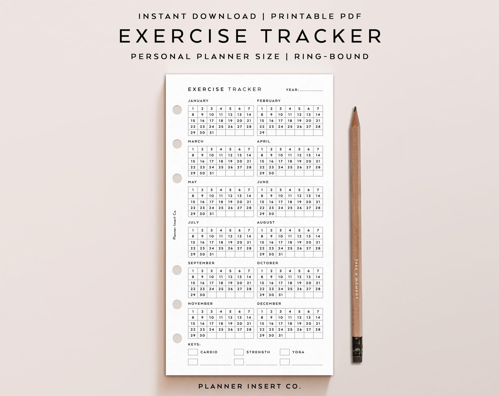 Workout Customizable Tracker PERSONAL SIZE // Exercise Tracker Printable Planner Insert, Gym Workout ...