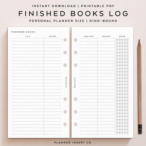 DIMENSIONE PERSONALE // Pianificazione tracker libri finiti Inserisci stampabile / Libri letti / Elenco letture / Registro di lettura / Diario di lettura / Minimo