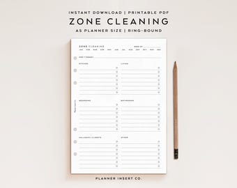 ANNEXE A5 / / Planificateur de nettoyage de zone imprimable, liste de contrôle de nettoyage Calendrier du plan de nettoyage des tâches ménagères hebdomadaires, minimal
