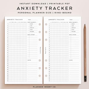 DIMENSIONI PERSONALI // Diario per il monitoraggio dell'ansia, inserto stampabile per pianificatore / Livelli di ansia / Registro dello stress giornaliero / Monitoraggio dell'umore minimo / Salute mentale immagine 3