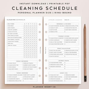 PERSÖNLICHE GRÖSSE // Putzplaner Planereinlage / Printable Planereinlage / Checklist für die Reinigung von Innenräumen / Minimal