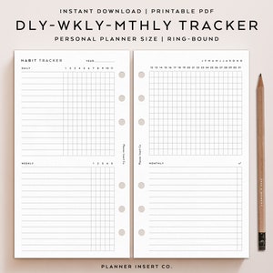 PERSÖNLICHE GRÖSSE // Täglich Wöchentlich Monatlich Habit Tracker Druckbare Planereinlage / Habit GOals Tracker / Täglich Wöchentlich Monatlich Routine Checkliste