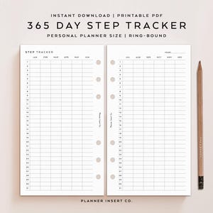 PERSONAL SIZE // 365 Day Step Tracker Planner Insert Printable, Walking Tracker Log, Health & Fitness Planner, Daily Exercise Journal