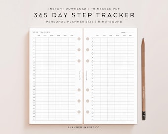PERSONAL SIZE // 365 Day Step Tracker Planner Insert Printable, Walking Tracker Log, Health & Fitness Planner, Daily Exercise Journal