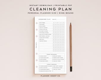 TAMANHO PESSOAL // Planilha de Planejamento de Limpeza Imprimível / Lista de Verificação de Limpeza por Zonas / Organização da Casa / Tarefas Semanais / Organização Mínima
