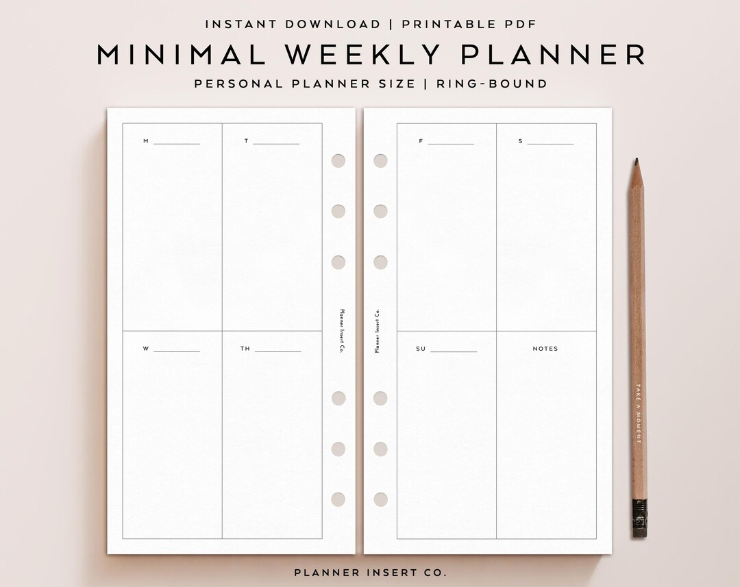 PERSONAL SIZE // Undated Weekly Planner Printable Insert / Week on 2 ...