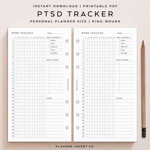 PERSOONLIJKE GROOTTE // Afdrukbare planner met PTSD-tracker, jaar in pixels, ptss-niveaus, stemmingsdagboek, ptss-tracking, logboek voor geestelijke gezondheid