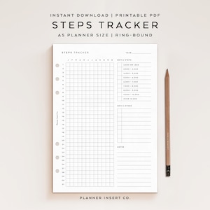 A5 PLANNER SIZE // Steps Tracker Planner Insert Printable, Walking Tracker Log, Daily Exercise Journal, Health & Fitness Planner, Minimal A5