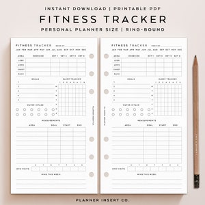 PERSONAL SIZE // Fitness Tracker Printable Planner Insert / Fitness Workout Planner / Wellness Plan Journal / Gym Workout Tracking Planner