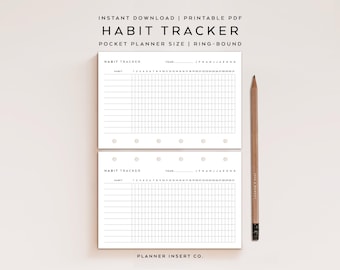 POCKET SIZE // Monthly Habit Tracker Printable Planner Insert  / Fitness Goal Tracker / 30 Day Habit Challenge / Routine Tracker Checklist