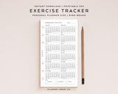 PERSONAL SIZE // Exercise Tracker Printable Planner Insert, Gym Workout Tracking Planner, Fitness Tracker, Yearly Exercise Journal, Minimal