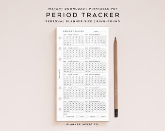 PERSONAL SIZE // Period Tracker Planner Insert Printable/ Monthly Yearly Period Tracker / Fertility Ovulation Journal / Menstrual Cycle Log