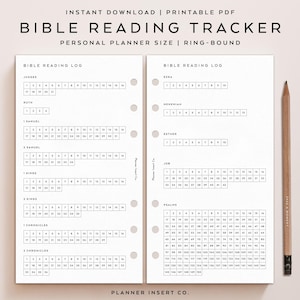 TAGLIA PERSONALE // Planner di lettura della Bibbia Inserto stampabile / Diario delle Scritture / Registro dei capitoli dello studio della Bibbia / Anelli personali / Minimo