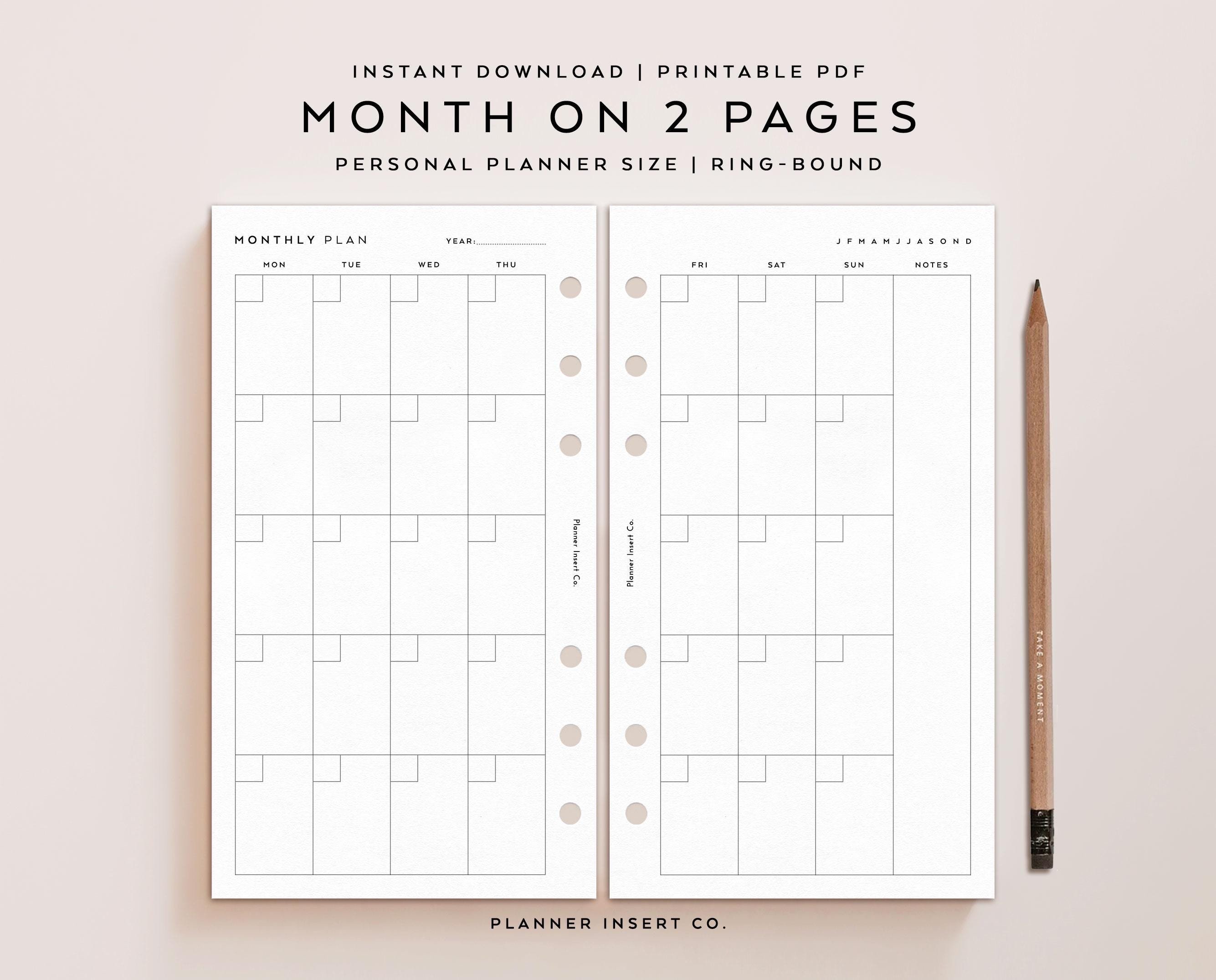 PERSONAL SIZE // Monthly Planner Printable Insert / Monthly Overview on ...