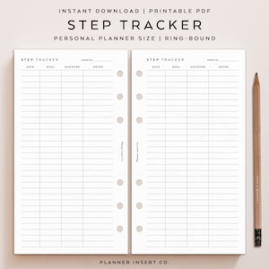 PERSOONLIJKE GROOTTE//Stappentracker planner invoegen afdrukbaar, stap gewoontelogboek, wandeldagboek, oefenlogboek, Gezondheids- en fitnessplanner, stappenschema