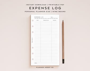 PERSONAL SIZE // Expense Log Planner Printable Insert / Spending Tracker / Expense Tracker / Monthly Budget Tracker / Payments Tracker Log