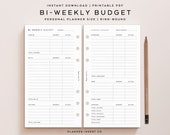 PERSONAL SIZE // Bi-Weekly Budget Planner Insert Printable, Paycheck Biweekly Budget Plan Minimal, Income Spending Expenses Payments Bills