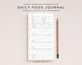 PERSONAL SIZE // Daily Food Journal Printable Planner Insert, Food Diary, Calorie Intake, Meal Planner, Daily Health & Fitness, Minimal