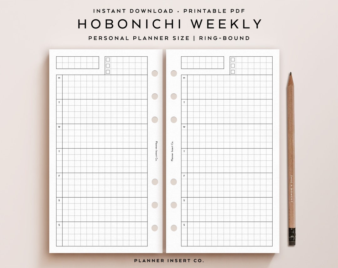 PERSONAL SIZE // Hobonichi Weekly Planner Insert Printable / Undated ...