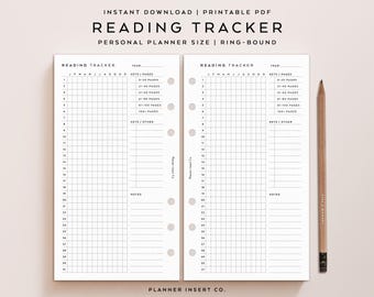 PERSONAL SIZE // Reading Tracker Planner Insert Printable / Reading Log / Yearly Reading Tracker / Reading Planner Journal Tracker / Minimal