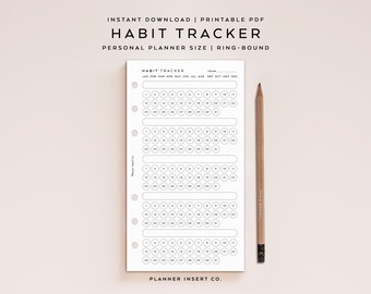 PERSONAL SIZE // Monthly Habit Tracker Printable Planner Insert  / Goal Tracker Minimal / Routine Tracker Checklist / 30 Day Habit Challenge