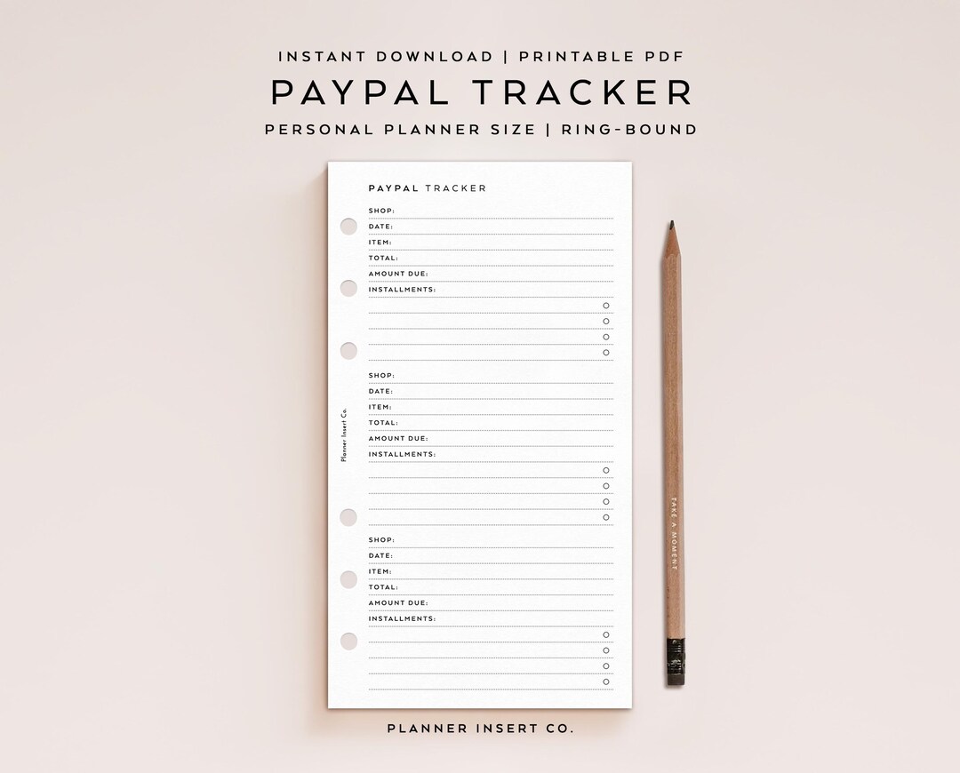 PERSONAL SIZE // Paypal Payment Tracker Planner Insert Printable ...