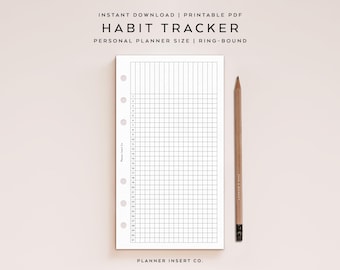 PERSONAL SIZE // Monthly Habit Tracker Printable Planner Insert  / Fitness Goal Tracker / 30 Day Habit Challenge / Insert for Filofax