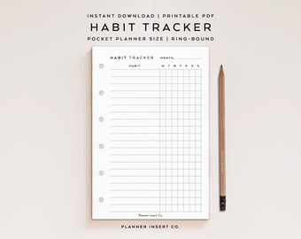 POCKET SIZE // Weekly Habit Tracker Printable Planner Insert / Habit Goals Tracker / 7 Day Habit Challenge / Routine Tracker Checklist Log