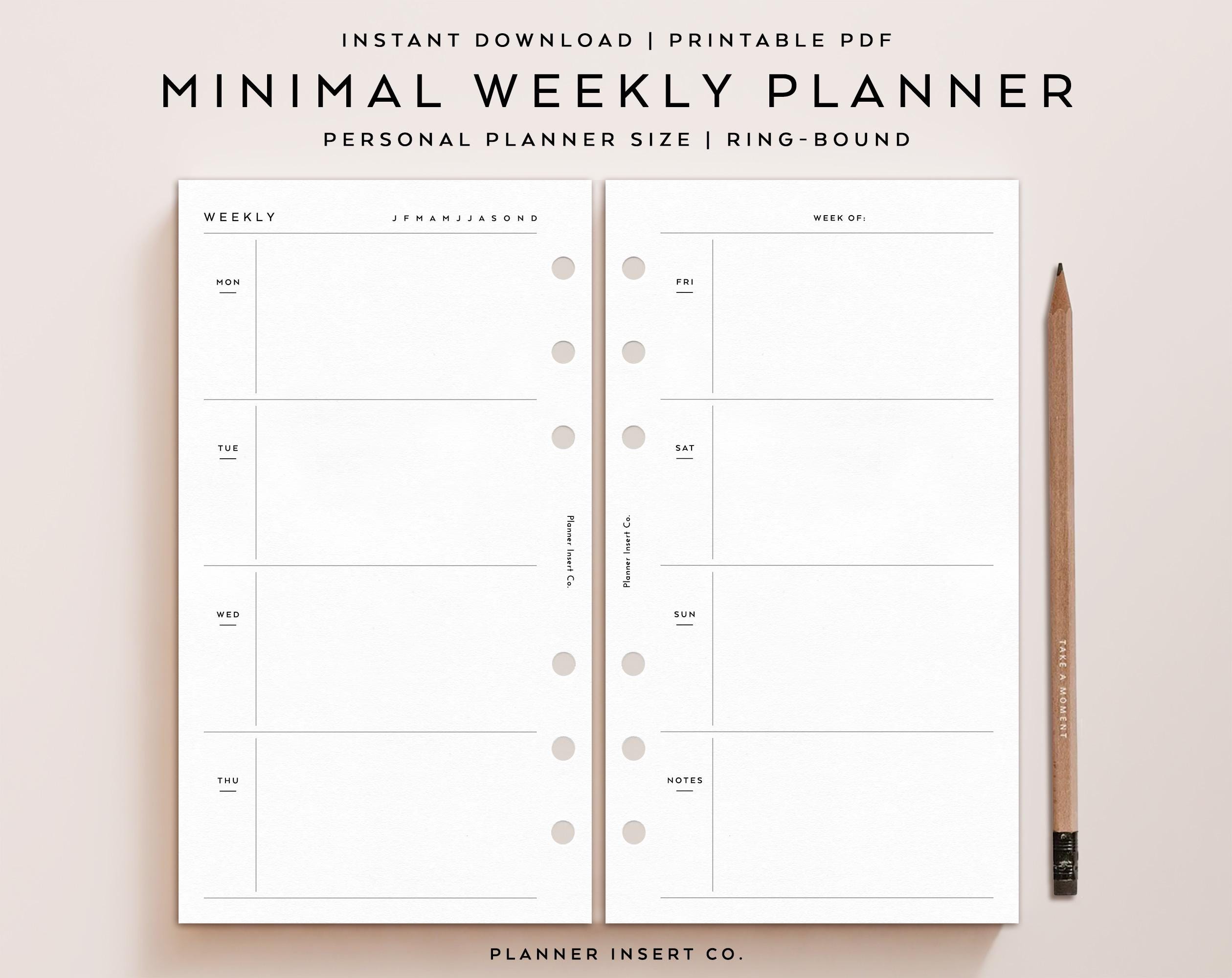 PERSONAL SIZE // Undated Week Planner Printable Insert / Week on 2 ...