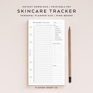PERSONAL SIZE // Skincare Tracker Printable Planner Insert, Skin Care Log, Self Care Planner, Skincare Routine Journal, Beauty Routine