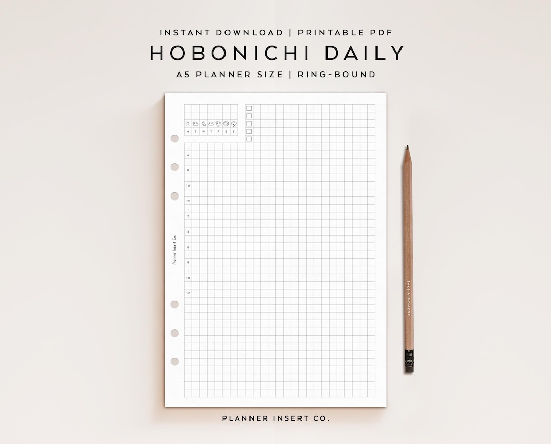 A5 PLANNER SIZE // Hobonichi Daily Planner Insert Printable / Undated ...
