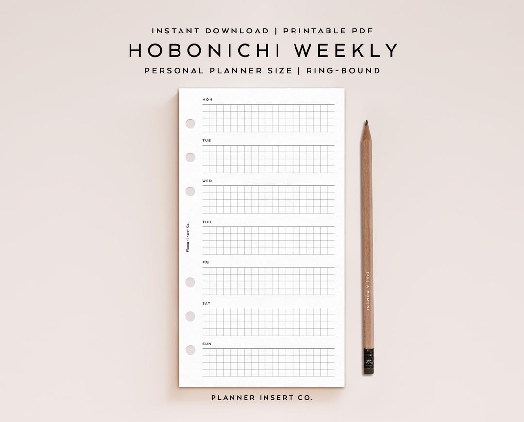 PERSONAL SIZE // Hobonichi Weeks Weekly Printable Planner Insert ...