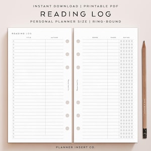 FORMATO PERSONALE // Inserto per pianificatore registro di lettura stampabile / Diario di monitoraggio della lettura per studenti / Elenco di lettura / Libri da leggere / Registro dei libri