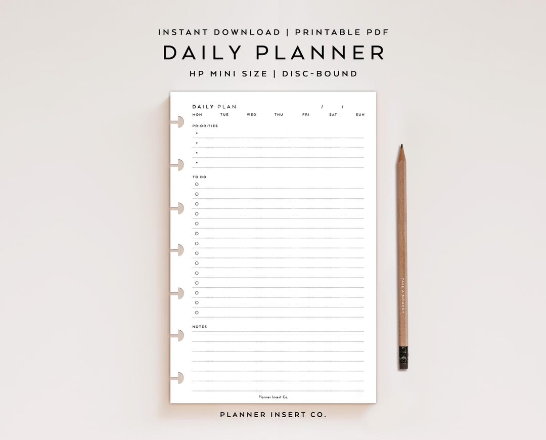 HP MINI SIZE // Daily Planner Insert Printable / Undated Day Planner ...