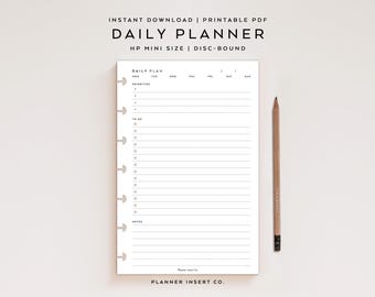 HP MINI SIZE // Daily Planner Insert Printable / Undated Day Planner / Mini Happy Planner Insert / Daily Plan Schedule Agenda / Minimal
