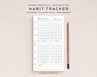 PERSONAL SIZE // Monthly Habit Tracker Printable Planner Insert  / Routine Tracker Checklist / Fitness Goal Tracker / 30 Day Habit Challenge