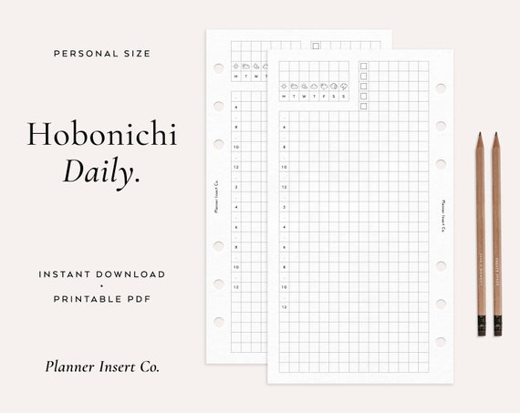 PERSONAL SIZE // Hobonichi Daily Planner Insert Printable / - Etsy
